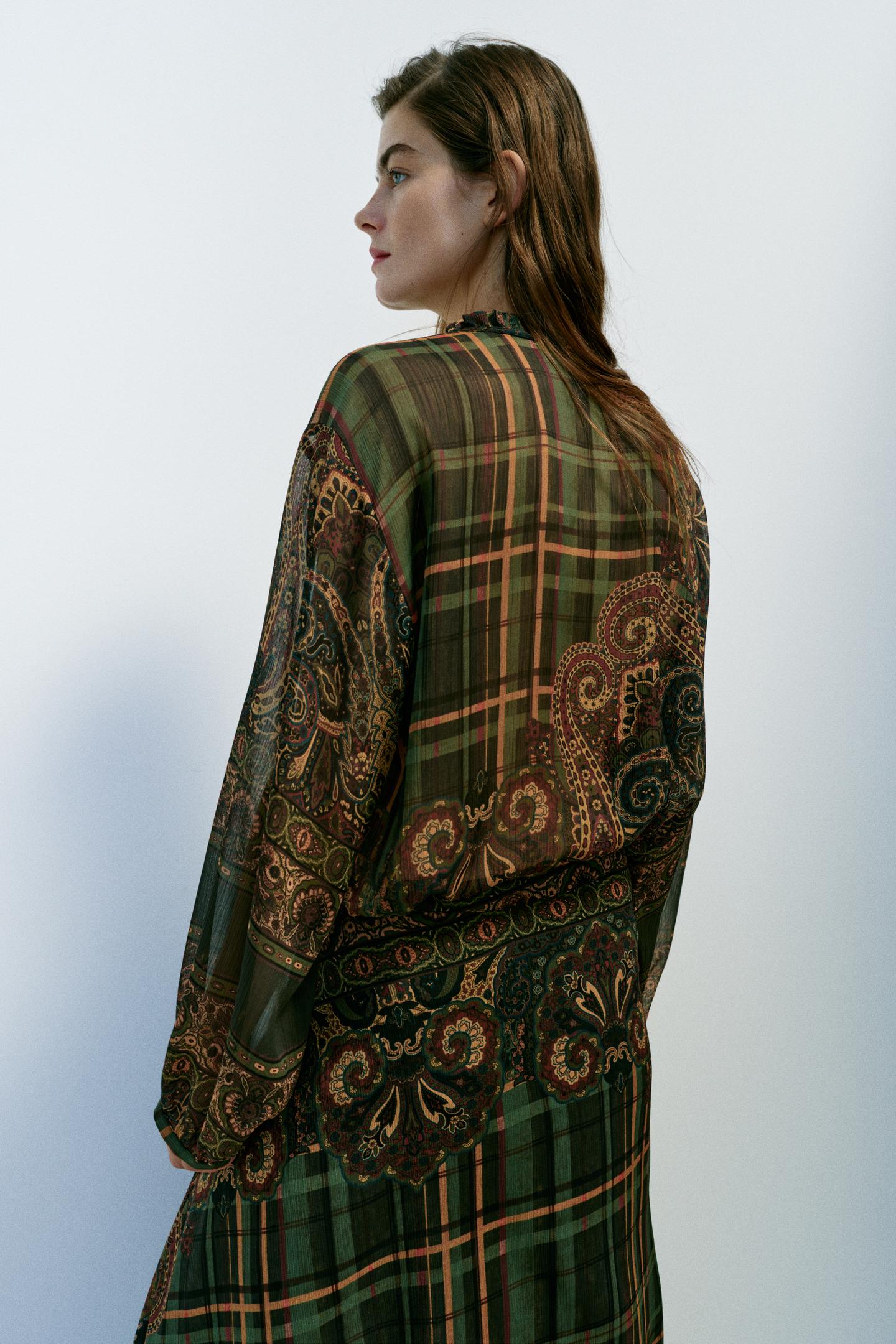 Женская блузка Zara Printed Bow Blouse, цвет: Разноцветный — фото 4