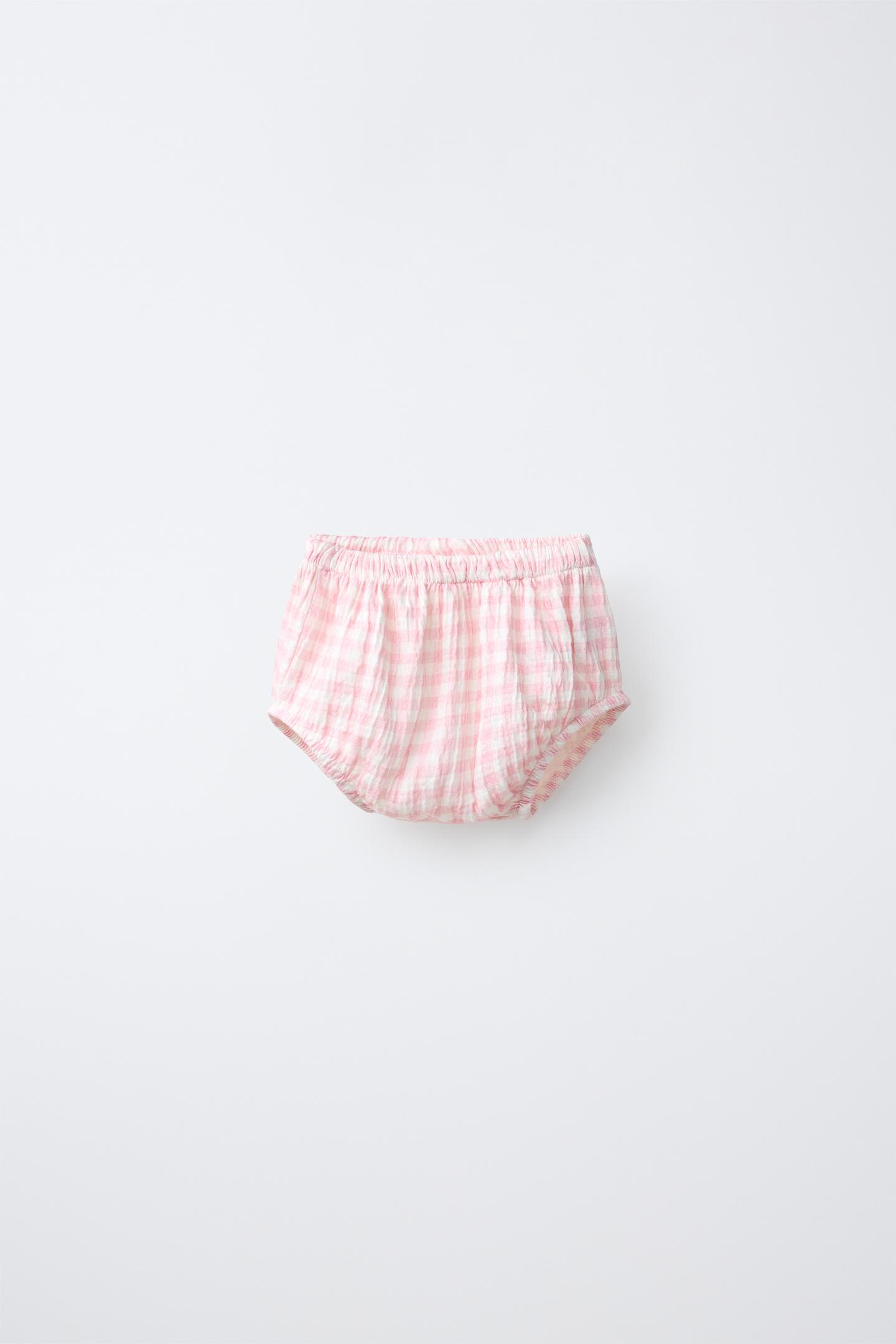 Трусы Gingham Label для детей — Zara, цвет: Белый / Розовый — фото 1