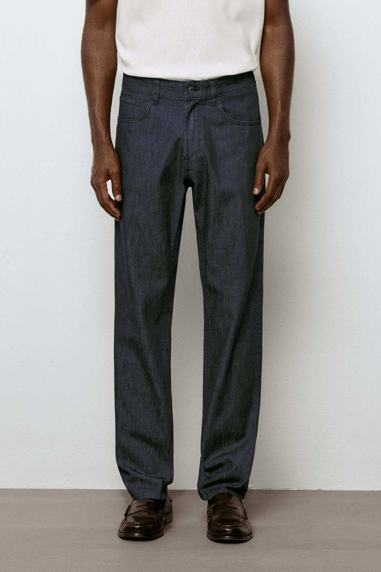 Lightweight tapered fit jeans — Navy blue