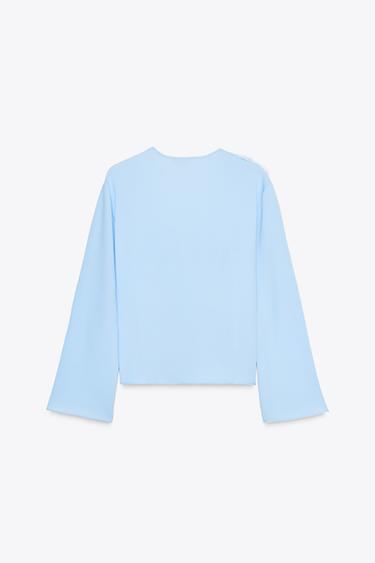 BLOUSE SATINÉE PLUMES - Écru de Zara - Image 3