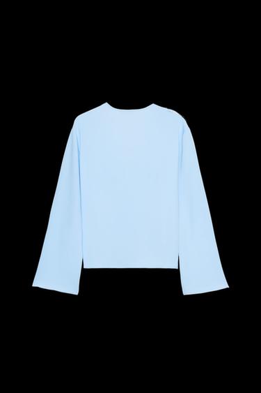 SATINBLUSE MIT FEDERN - Cremefarben von Zara