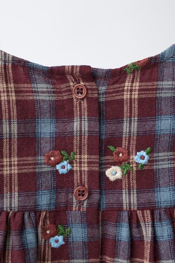 Zara Robe ROBE ET CULOTTE À FLEURS BRODÉES - Marron | ZARA France