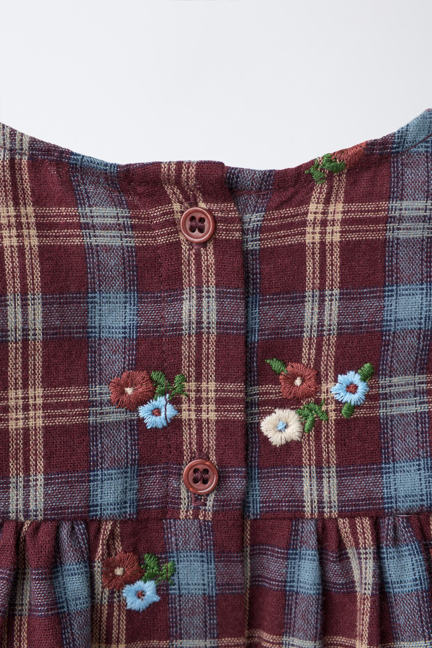 Детское платье Zara Embroidered Floral Dress and Bloomers, цвет: Коричневый — фото 4