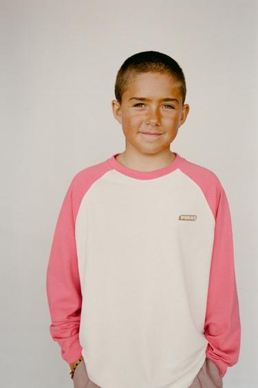 PUKAS SURF RAGLAN SLEEVE T-SHIRT - Pink / White by Zara