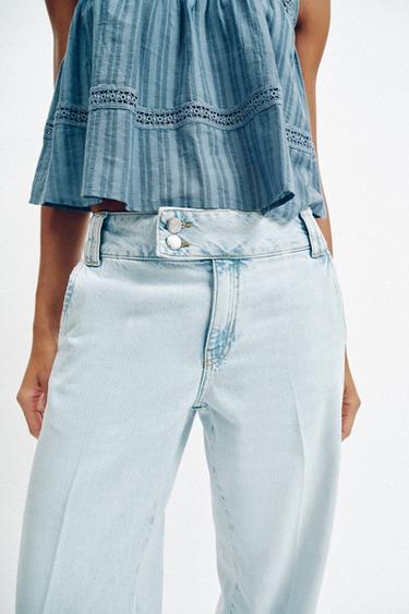 Z1975 STRAIGHT LOW-RISE JEANS WITH TURN-UP HEMS - Light blue by Zara - Image 2