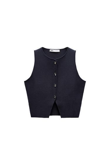BUTTONED KNIT VEST TOP