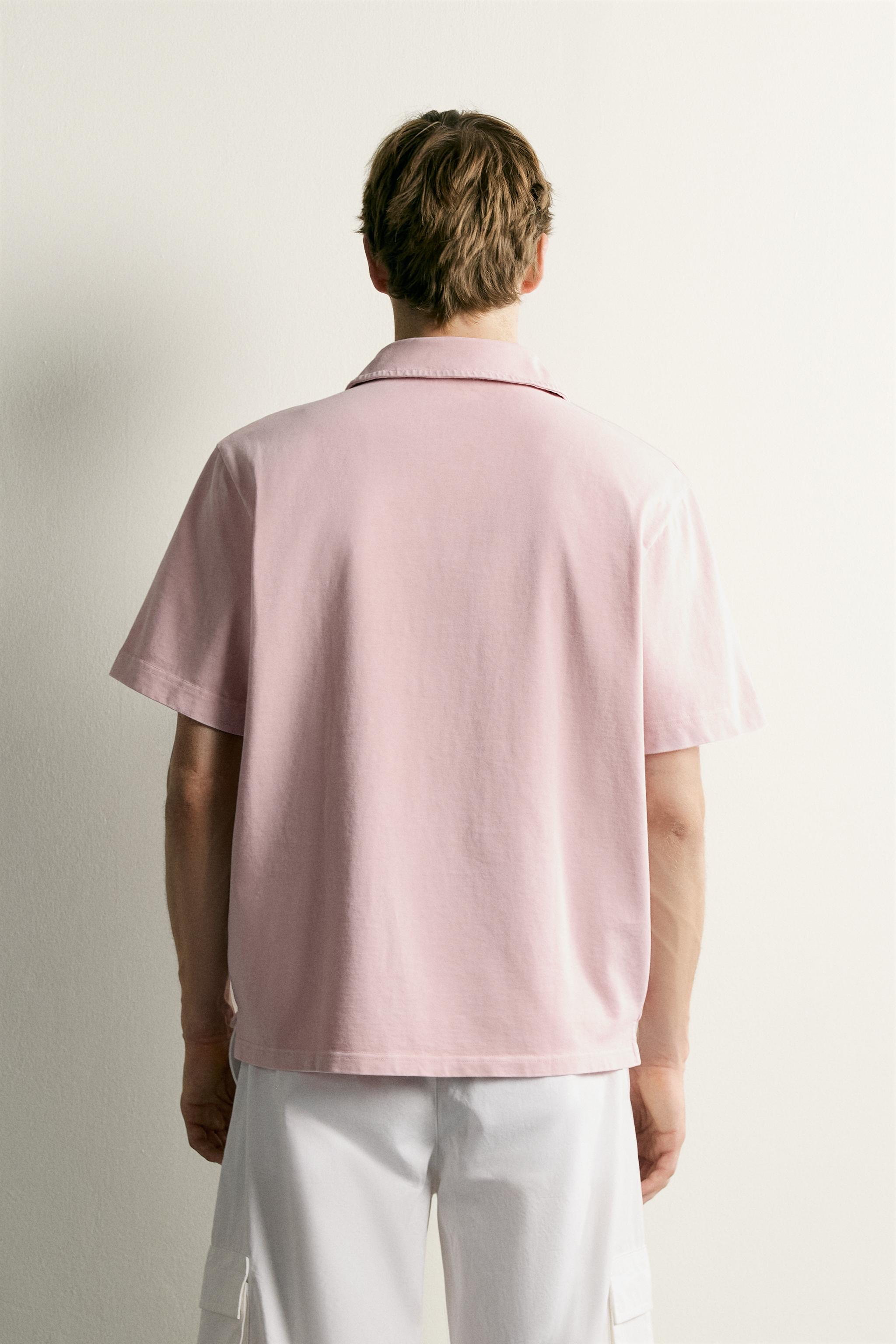 Zara DOKULU REGULAR FIT POLO T-SHIRT görsel 3