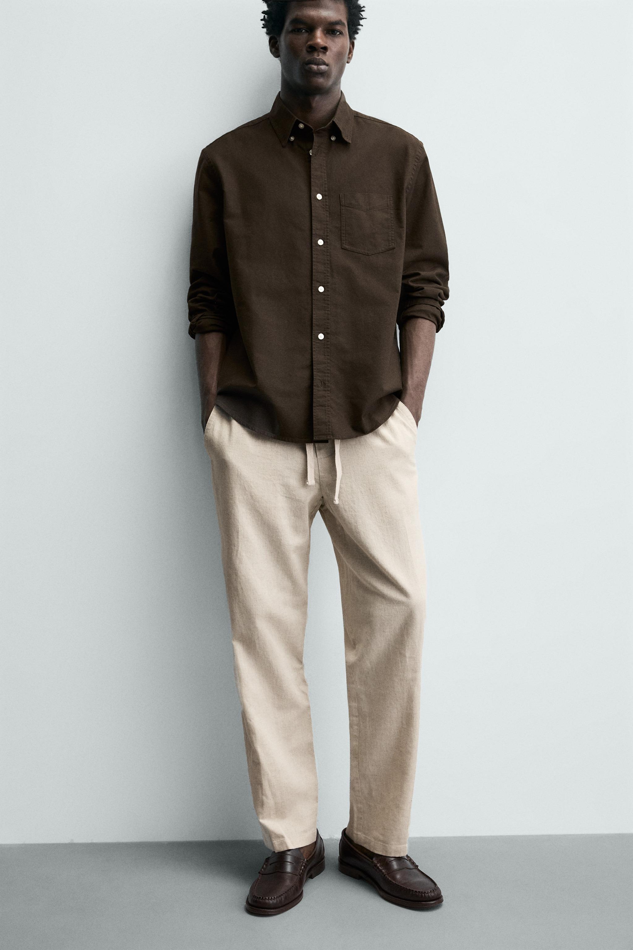 COTTON-LINEN RELAXED FIT PANTS - Light beige | ZARA United States