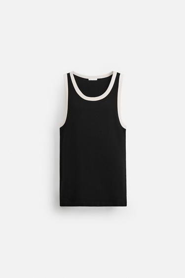 CONTRAST TANK T-SHIRT - Black by Zara - Image 6