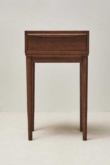 ASH WOOD NIGHT TABLE WITH DRAWER - Dark brown by Zara