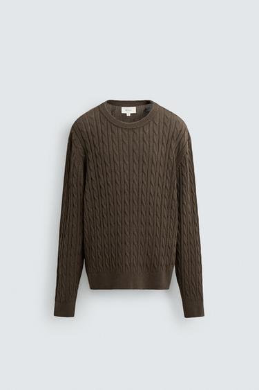 PULL STRUCTURÉ COTON - CHANVRE - Chocolat de Zara - Image 6