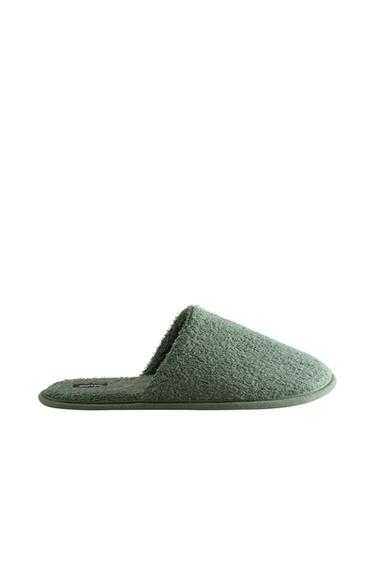 TERRY BATHROOM SLIPPERS - Khaki Green by Zara