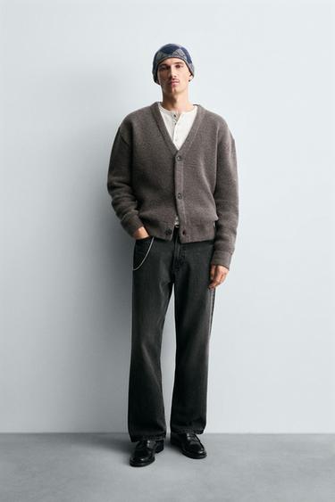 Zara TEXTURED KNIT CARDIGAN - Gray - Image 0