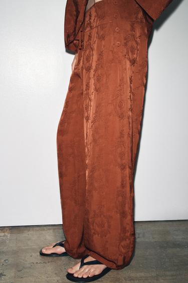 PANTALON JACQUARD ZARA WOMAN COLLECTION - Rouge orangé de Zara - Image 4