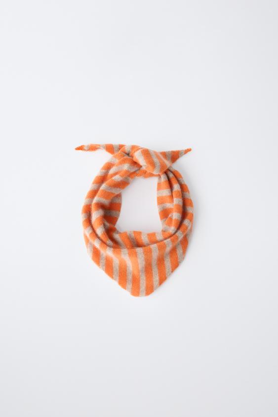 100% CASHMERE STRIPED SCARF - Orange de Zara - Imagen 0