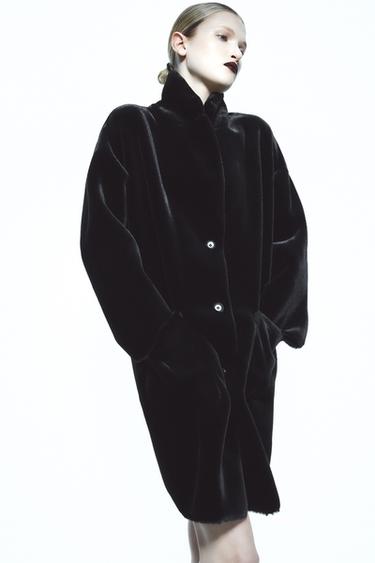 LONG FAUX FUR COAT ZW COLLECTION - Black by Zara