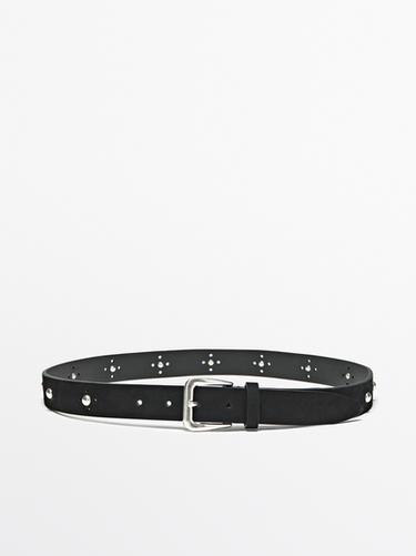 Zara Studded openwork belt - Black