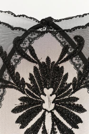 EMBROIDERED BEADED GODET DRESS - Black by Zara - Image 6