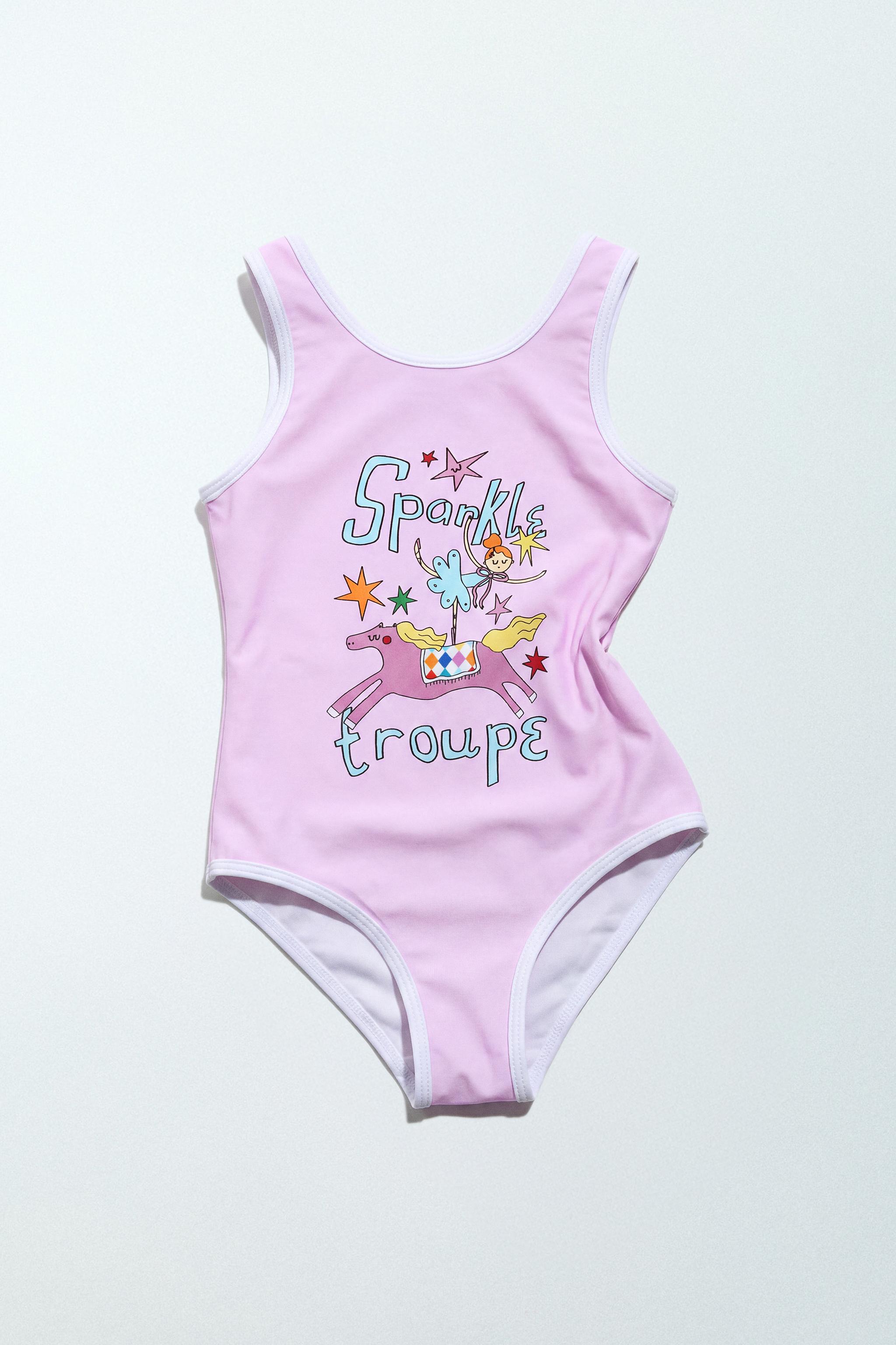2-6 YEARS / CIRCUS PRINT SWIMSUIT — Pink / Mauve