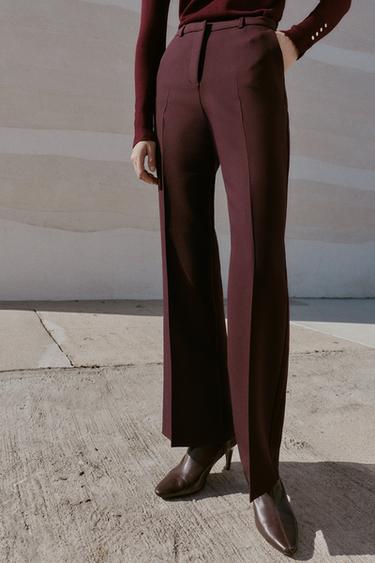 PANTALON DROIT TAILLE HAUTE - Bordeaux de Zara