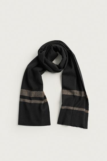 BASIC STRIPED SCARF - Black by Zara