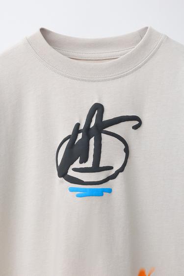 GRAFFITI PRINT T-SHIRT - Pearl grey by Zara - Image 2