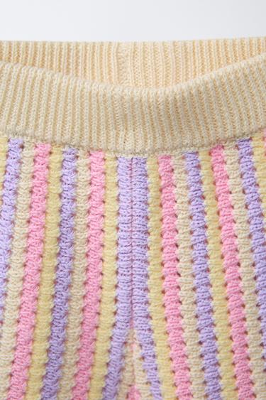 STRIPED KNIT BERMUDA SHORTS - Pastel pink by Zara - Image 2