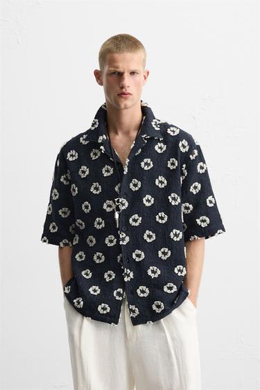 TEXTURED JACQUARD SHIRT - Dark navy by Zara