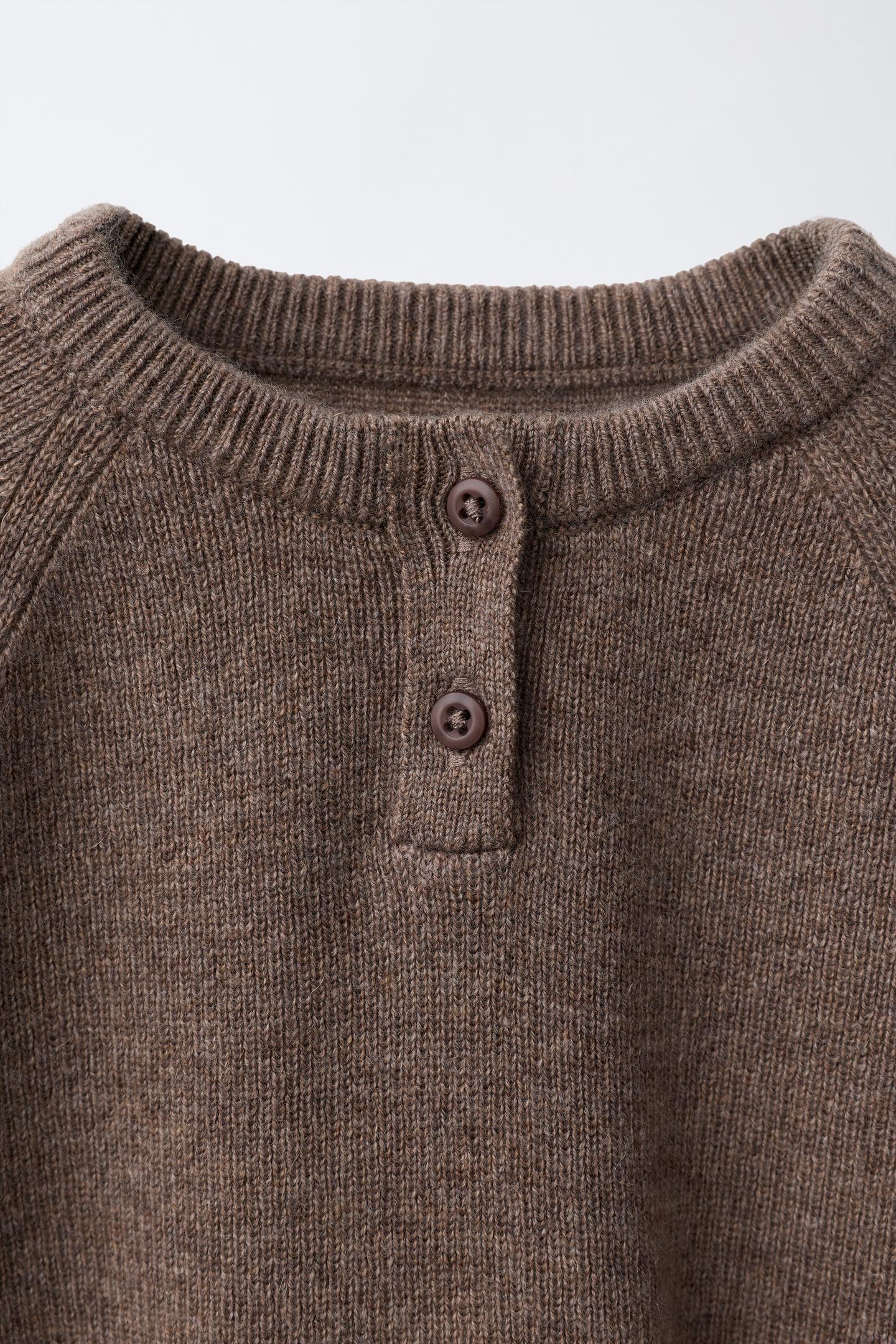 Детский свитер Zara Wool and Cashmere Knit, цвет: Коричневый — фото 3