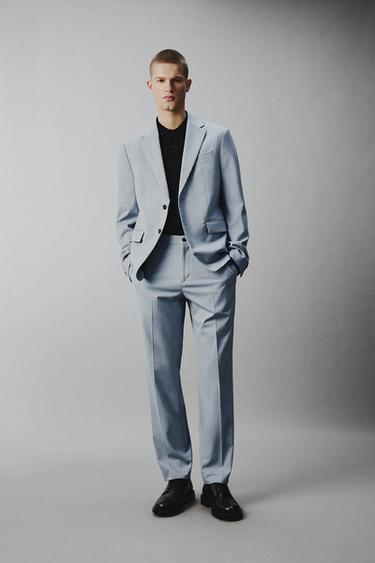 Zara SLIM FIT SUIT PANTS - Sky blue - Image 0