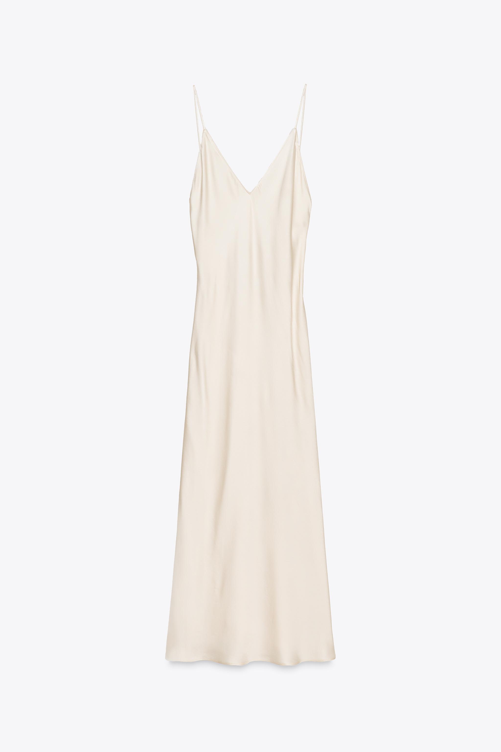 LIMITED EDITION SATIN MIDI DRESS - Oyster-white | ZARA