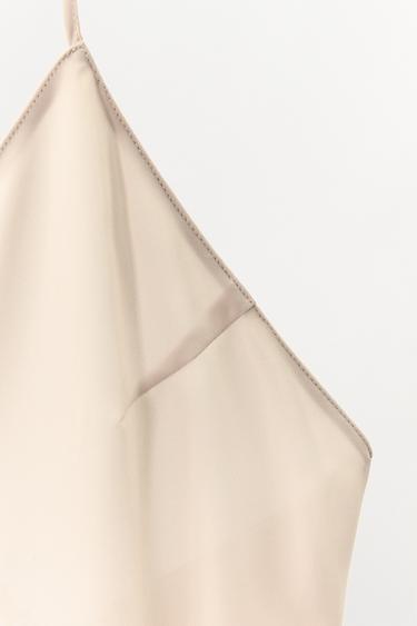 LANGES TRÄGERKLEID MIT FUTTEROPTIK - Hellrosa  von Zara
