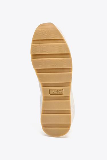 SPLIT SUEDE RUNNING TRAINERS - Ecru White by Zara - Image 4