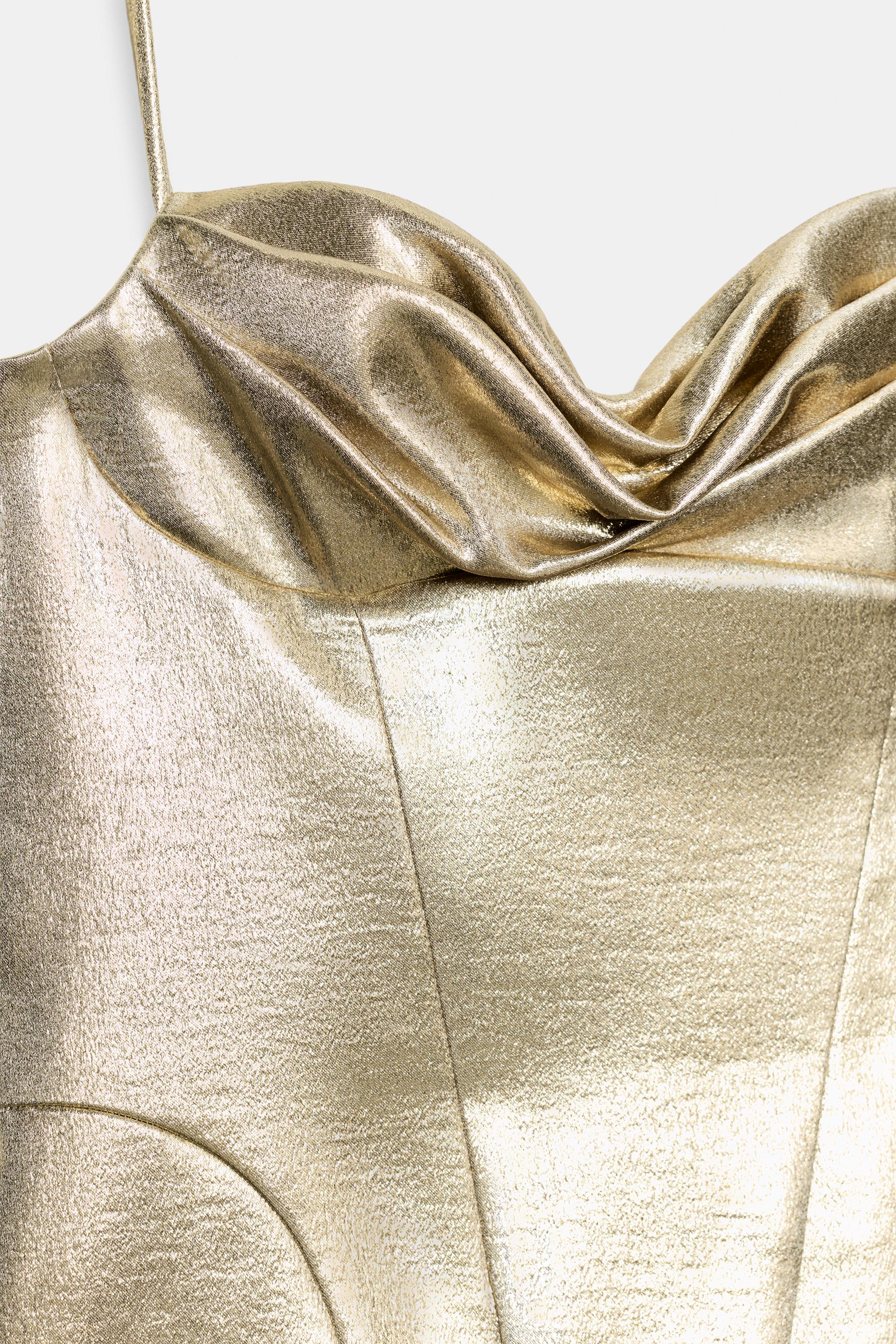 Женские платья Zara METALLIC EFFECT CORSET MINI DRESS — фото 6