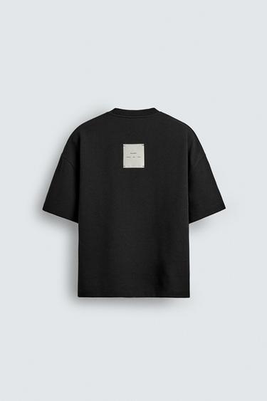 T-SHIRT WITH LABEL PATCH - Black by Zara - Image 7
