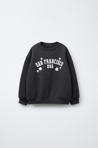 Zara VARSITY TEXT SWEATSHIRT - Anthracite grey