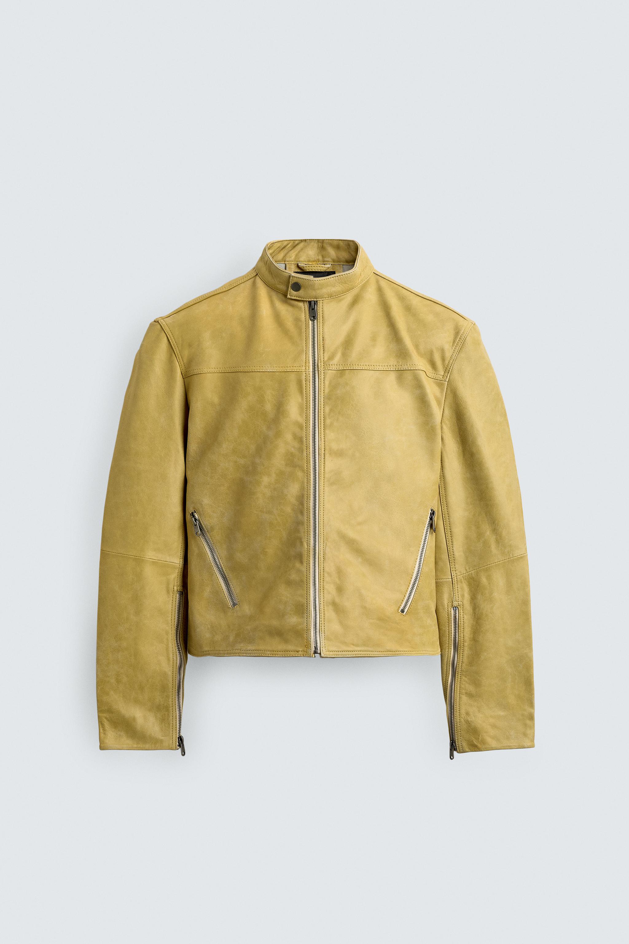 WASHED LEATHER CROPPED FIT JACKET