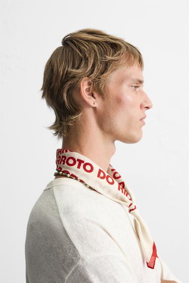 BANDANA TEXTE IMPRIMÉ - Écru de Zara - Image 1