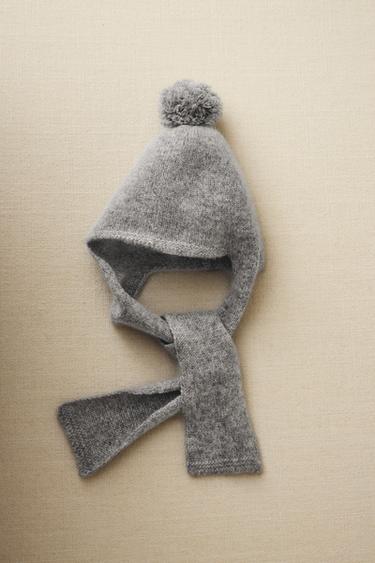 CASHMERE SCARF HAT - Grey by Zara