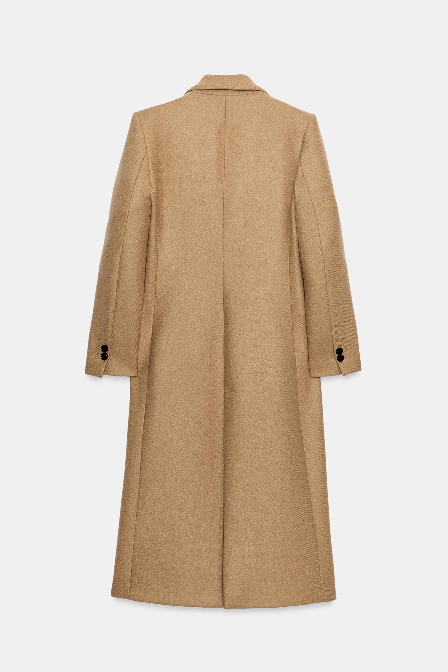 Женское пальто Zara Tailored Long Wool, цвет: Серо-коричневый коричневый — фото 9