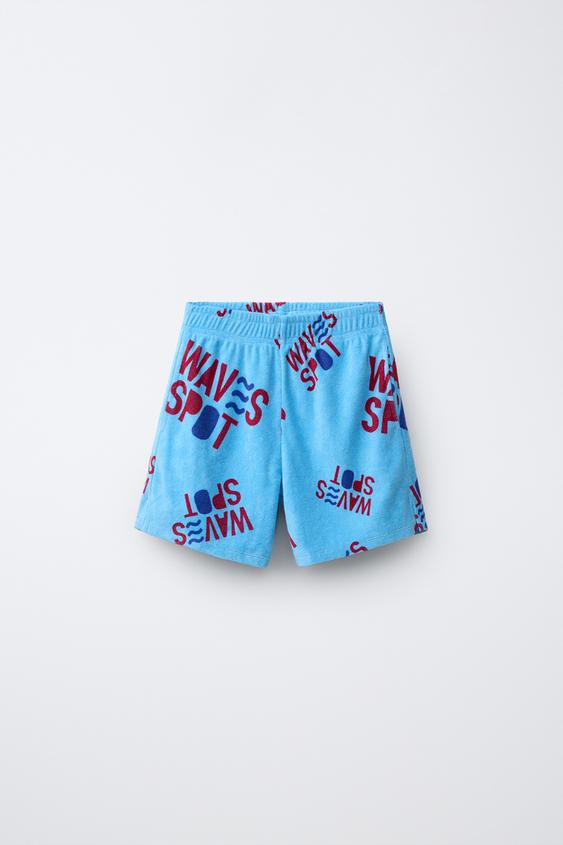BERMUDA EFECTO TOALLA OLAS - Azul claro de Zara - Imagen 0