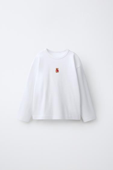 EMBROIDERED ANIMAL STRIPED T-SHIRT - White by Zara
