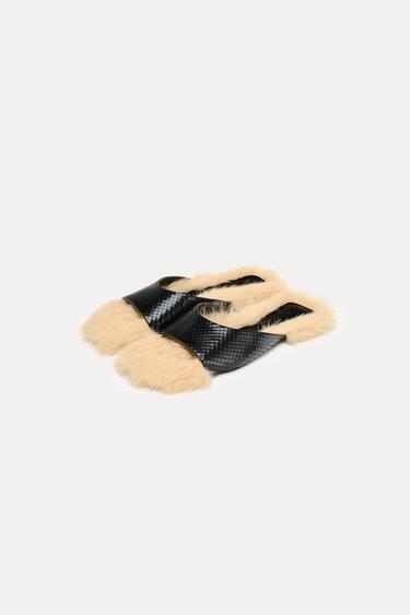 LIMITED EDITION LEATHER SANDALS WITH SHEEPSKIN INSOLE - Black by Zara