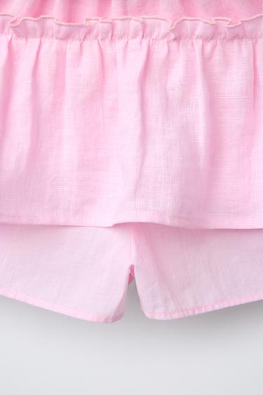JUPE-SHORT 100 % LIN - Rose de Zara - Image 3