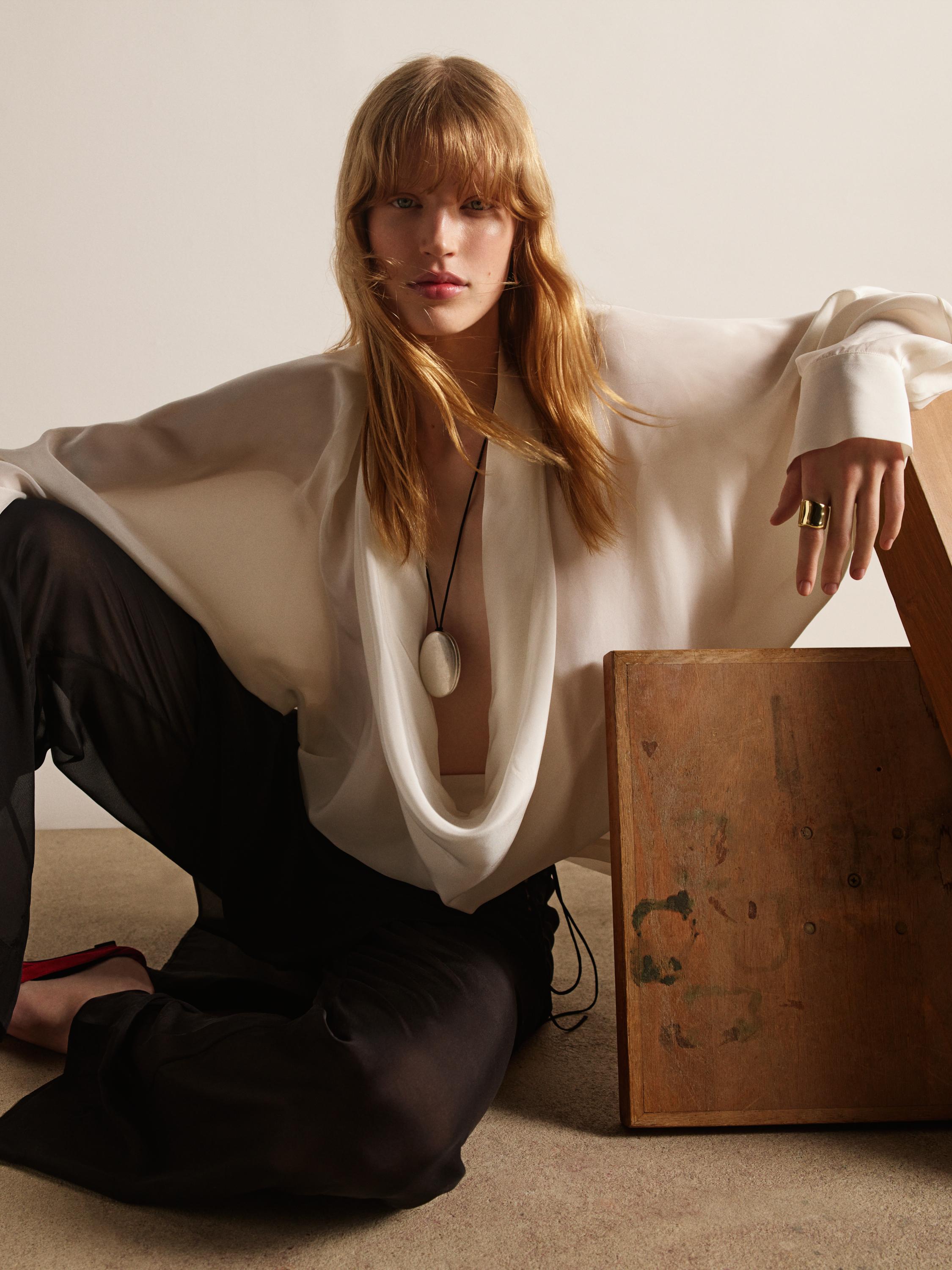 Jupe-culotte longue 100 % soie
