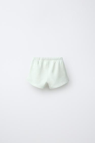 EMBROIDERED CHICK TERRY BERMUDA SHORTS - Light green by Zara - Image 1