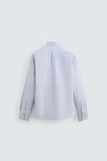 STRIPED TEXTURED SHIRT - Blue/White by Zara - Image 6
