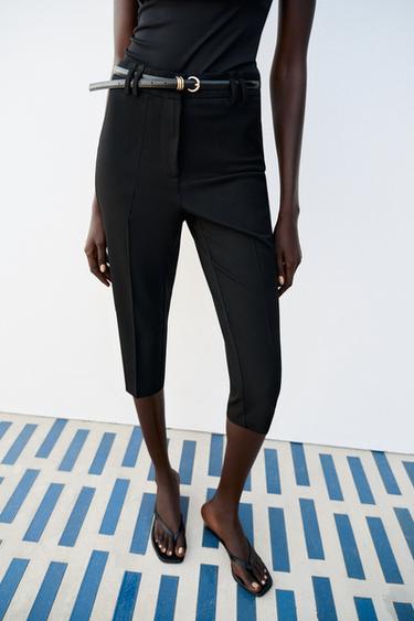 PANTALON CAPRI AVEC CEINTURE - Noir de Zara - Image 1