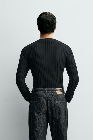 RIBBED TEXTURED JUMPER - Black by Zara - Image 2
