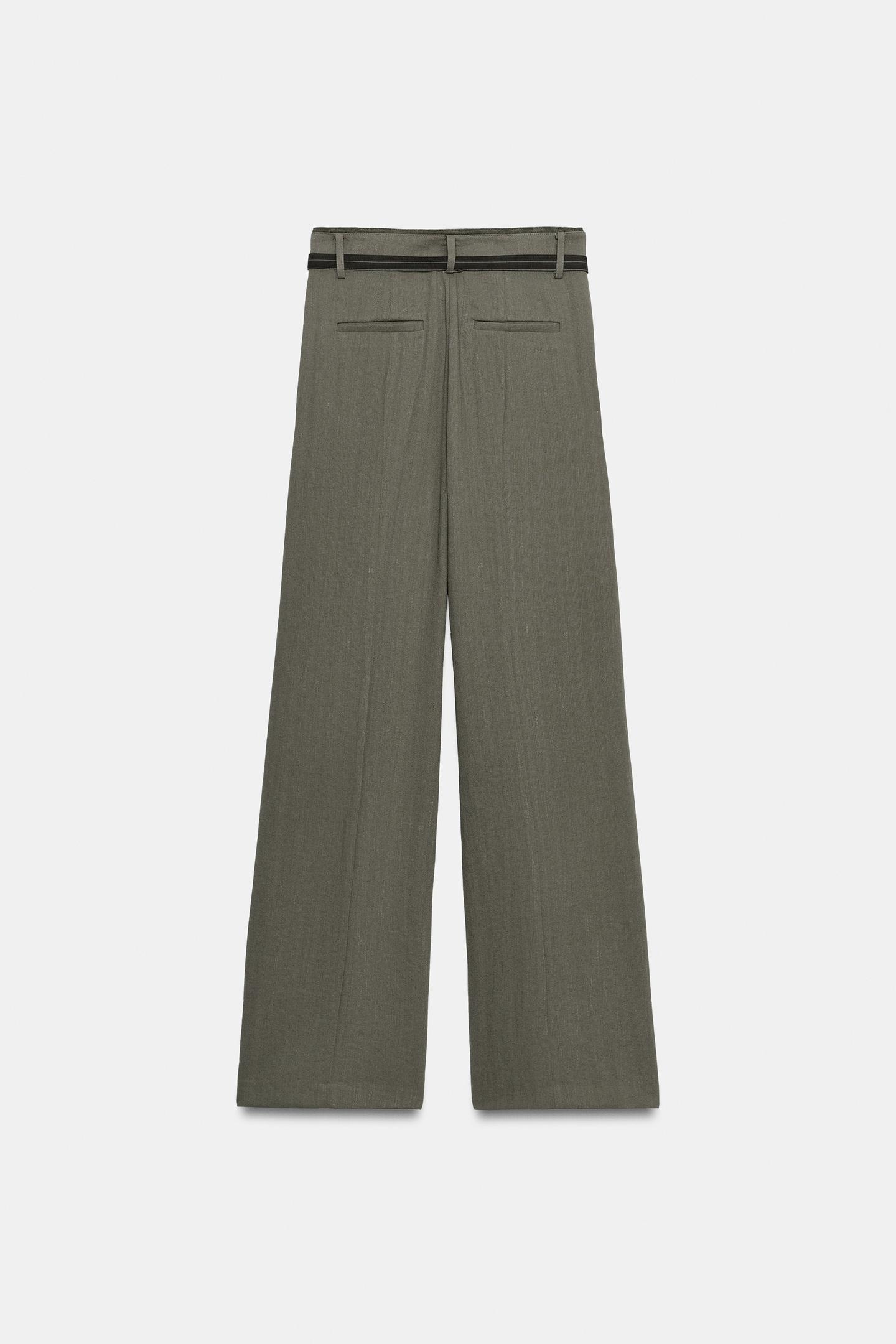 Женские брюки Zara ZW Collection Double Waistband Trousers, цвет: Серый / Рыжевато-коричневый — фото 4